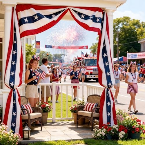 4th of July Decorations - Patriotic Door Decorations American Flag Bunting Banner for for Independence Day Porch Decor (1 Pack) - Image 2