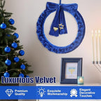 Daifunli 22 Inch Hanukkah Velvet Wreath with Bow Blue Door Decoration - Image 5