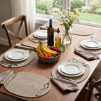 Oval Woven Cotton Placemats Set of 6, Thick Braided Rope Table Mats, 17 x 13 Inches Large Non Slip Heat Resistant Place Mats for Dining Table, Farmhouse Boho Hot Pads for Kitchen Decor (6, Brown) - Image 5