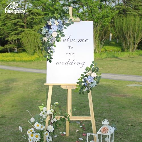 Pack of 2 Artificial Flowers for Backdrop Decoration, Wedding Arch Flowers,Reception Welcome Sign, Eucalyptus Garland, Suited to Aisle Decor and Wedding Arches(Blue) - Image 2