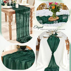 12 Pack Dark Green Cheesecloth Table Runner 10Ft, Christmas Table Runner 21.5 X 120 inch, Semi Sheer Cheese Cloth Fabric Boho Table Runner Bulk for Christmas Decorations,Bridal Shower,Wedding - Image 6