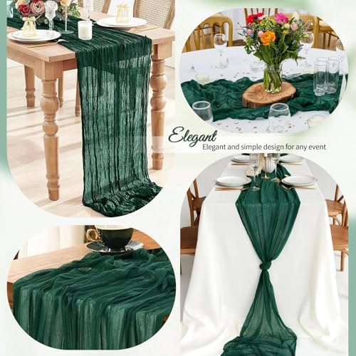 12 Pack Dark Green Cheesecloth Table Runner 10Ft, Christmas Table Runner 21.5 X 120 inch, Semi Sheer Cheese Cloth Fabric Boho Table Runner Bulk for Christmas Decorations,Bridal Shower,Wedding - Image 6
