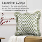 CPC Block Print Ruffle Throw Pillow Cover Emerald Green 18"x18", Pack of 2 - Image 4