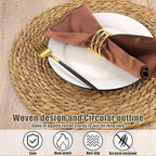 Kochorie Set of 12 Round Woven Placemats - 13.8 Inches Natural Boho Rattan Wicker Table Mats for Home Dining Table - Image 3