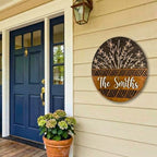 Personalized 14'' Welcome Sign for Front Door Decor,3D Custom Last Name Sign for Front Door,Modern Farmhouse Wood Round Wreath,Custom Name Housewarming,Wedding & Engagement Gifts for New Home - Image 5