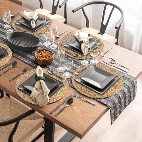 Kochorie Set of 12 Round Woven Placemats - 13.8 Inches Natural Boho Rattan Wicker Table Mats for Home Dining Table - Image 5