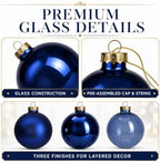 Seenelling 12 Pcs Christmas Glass Ball Ornaments 3.15 Inch, Navy Blue - Image 4