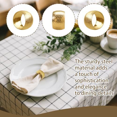 52 Pcs Gold Napkin Rings,Table Metal Napkin Ring Holders Cloth Table Setting Decorations for Wedding, Dinners Party, Anniversary, Birthday (Classic) - Image 4