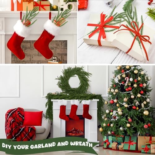 Rowfad Christmas Norfolk Pine Picks Artificial Greenery Branches, 100 Pcs - Image 4