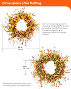 Fall Wreath for Front Door 26 inch Autumn Sunflower Harvest Outdoor - Image 4