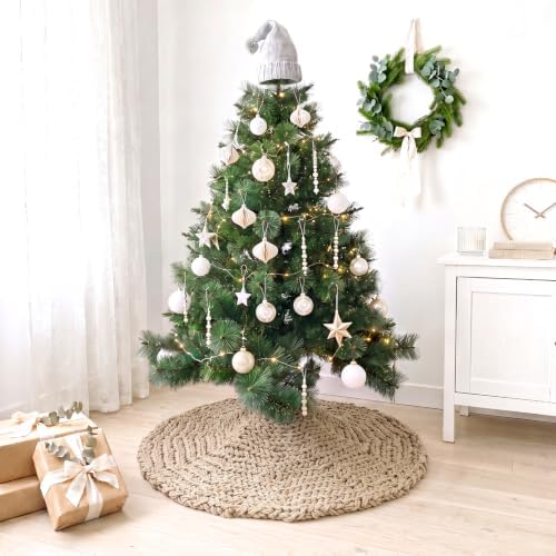 Shappy Khaki 36 Inch Chunky Knit Christmas Tree Skirt Crochet Tree Skirt - Image 3