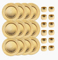 13 Inch Round Elegant Serve ware Charger Plates with Matching Napkin Rings, Wedding, Dinner party, Event - Choose from our Variety of Styles and Quantities (12, Cracked Gold) by Venoly
