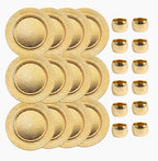 13 Inch Round Elegant Serve ware Charger Plates with Matching Napkin Rings, Wedding, Dinner party, Event - Choose from our Variety of Styles and Quantities (12, Cracked Gold) by Venoly