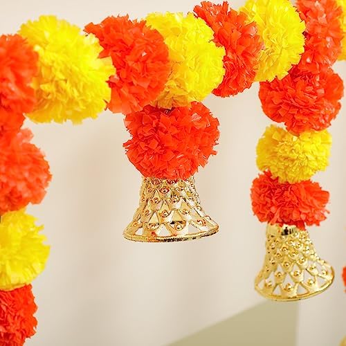 5 Ft Marigold Door Hanging Toran Yellow Orange - Indian Thorans - Atificial Flower Garland for Pooja Mandir, Door, Diwali Decoration Toran - Indian Housewarming Décor, Bandhanwar (Pack of 1) - Image 3