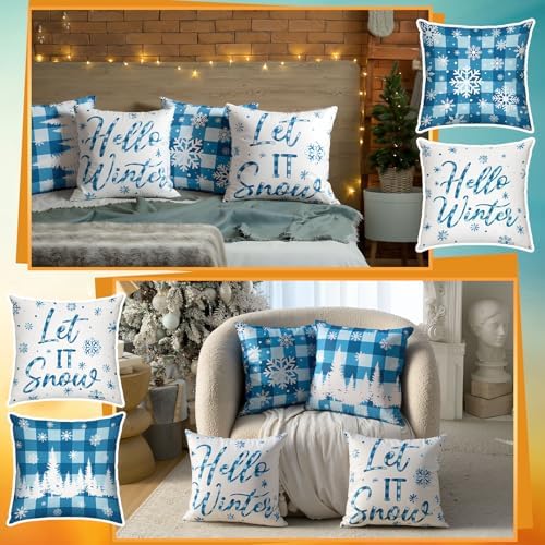 GlikCeil Set of 16 Christmas Pillow Covers 18 x 18 Inch Holiday Throw Pillow Covers Halloween Fall Winter Seasonal Pillowcases Decorative Cushion Pillowcases for Farmhouse Home Couch Sofa Decor - Image 4
