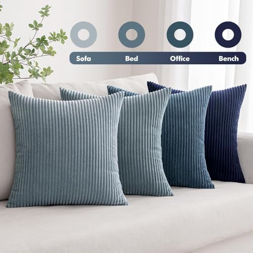 MIULEE Soft Corduroy Decorative Throw Pillow Covers Blue Navy Series 16x16 - Image 5