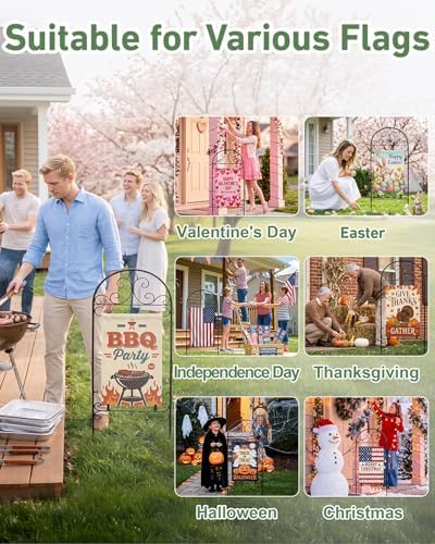 Garden Flag Holder 2P, Heavy Duty Metal Yard Flag Stand for Outside, 40in x 16in Flags Stand Pole Fits Max 14in x 22in Flags - Outdoor Lawn Decor(Without Flag) - Image 4