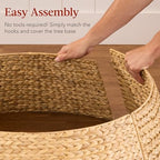 Best Choice Products 24in Christmas Tree Collar, Woven Hyacinth 3-Piece Holiday Rattan Tree Skirt Accessory for Home w/Cord Cut-Out - Natural - Image 4