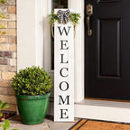 47.2" Two Sided Welcome Sign for Front Porch with Wreath Bow, Large Wooden Home Sweet Home Outdoor Decor, Long Vertical Leaner Standing Outside Front Door Yard Rustic Farmhouse Decorations - Image 5