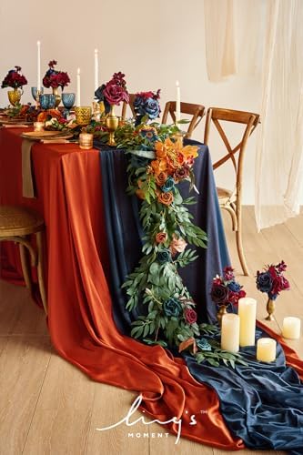Ling's moment Teal Blue Artificial Flower Garland Fall Wedding Arch 6 FT - Image 2