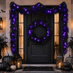 9FT Black Halloween Garland with Lights Realistic Prelit Christmas Garland - Image 5