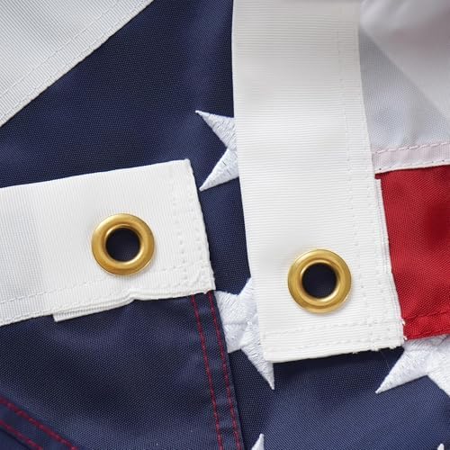 SYII American Flag 2.5x4 Ft TearProof Series for Outside, Heavy Duty Tough Spun All Weather US Flag for High Wind, Embroidered Stars Sewn Stripes and 2 Brass Grommets - Image 4