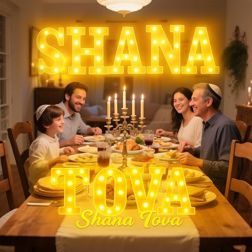 Aurelema 9 Pcs Rosh Hashanah Decorations Shana Tova LED Letter Lights Sign - Image 5