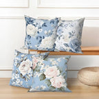 4 Pcs/Set Rose Flowers Pillow Covers Summer Floral Green Leaves Flowering Shrub Plants Natural Scenery Colorful Watercolor Linen Cushion Case for Outdoor Couch Sofa Bedroom, 22"x22" - Image 6