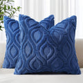decorUhome Faux Fur Plush Soft Dark Blue Throw Pillow Covers 26x26 Set of 2 by decorUhome