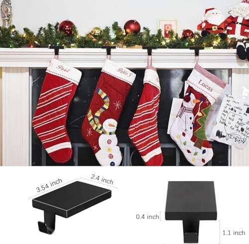 6 Pcs Christmas Stocking Holders Hanging Hooks Heavy Duty Mantel Stocking Holder Bases Weighted Metal Stocking Hangers for Shelf Fireplace Stair Xmas Party Decor (6, Black) - Image 3