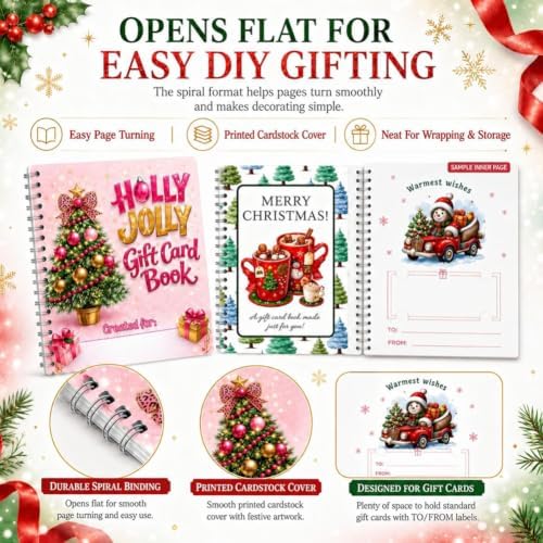 Christmas Gift Card Book for Adults, Spiral Bound Merry Cash Greeting Card - Image 3