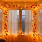 Fall Decorations for Home 18 FT Pre-lit Fall Garland with 100 LED Orange Lights, 8 Lighting Modes, Timer, Battery Operated Maple Leaves Garland for Fall Thanksgiving Mantel Door Fireplace Decor - Image 7