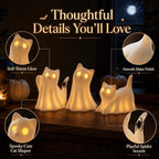 3PCS Ceramic Ghost Cat Light Up Decor Cat Ghost Halloween Decor - Image 4