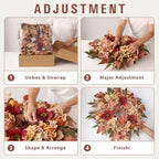24"Fall Artificial Wreath with Sunflower Peony for Front Door Decor(Orange) - Image 5
