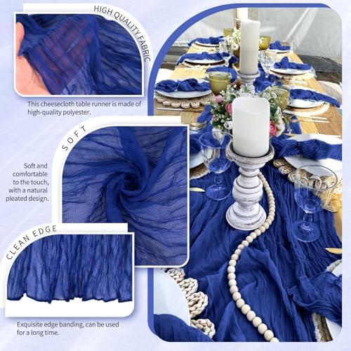 30 Pack Cheesecloth Table Runner 10FT Royal Blue Table Runner Boho Gauze Cheese Cloth Table Runners Long Rustic Sheer Table Decorations for Wedding Party Baby Bridal Shower Birthday Holiday Home - Image 3