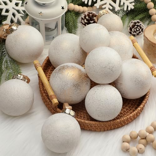 Yunlly 18 Pcs Neutral Christmas Ball Ornaments Ivory Xmas Tree Decor - Image 2
