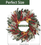 24" Christmas Wreaths for Front Door, Various Red Berries & Magnolia Leaves Pinecones Winter Xmas Wreath Outdoor Holiday Decor, Fall Door Wreath for Farmhouse Front Porch Wall Window - Image 6
