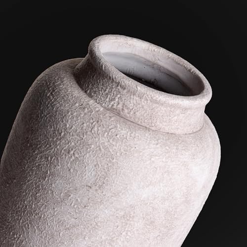 Ceramic Flower Vase, Large Rustic Vase Farmhouse Decorative Tall Vase Floral Pottery Vases for Home Decor Table Living Room Entryway Mantel Bedroom Bathroom Kitchen - 12" D - Image 4
