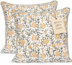 Floral Pillow Covers Yellow Set of 2 Pillow Covers 18x18 inches Throw Pillow Covers for Couch Bed Bedroom Living Spring Pillow Covers Boho Decorative Pillow Farmhouse Decor by LineandLoop
