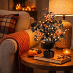2Pack Lighted Halloween Table Tree, Halloween Pumpkin Decorations for Home - Image 4