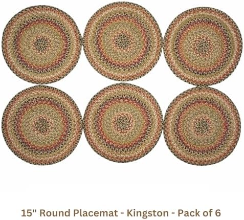 Homespice Kingston Braided Placemats for Country Decor, Round 15" Set of 6 - Image 4