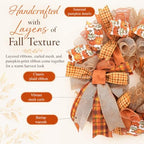 24 Inch Fall Wreaths for Front Door, Pumpkin Wreath - Image 3