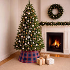 24'' Christmas Tree Collar Navy Blue Tartan Plaid Velvet Christmas Decor - Image 4
