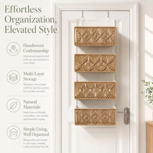 Boho Macrame Over Door Organizer (Blush) - Image 3
