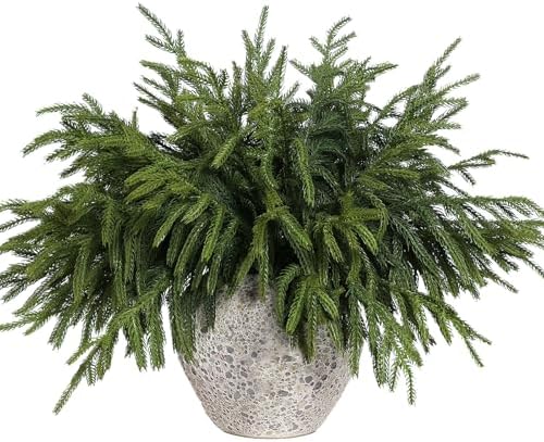 64Pcs 18"Lifelike Touch Artificial Christmas Norfolk Pine Branches for Vase by YXZZWL