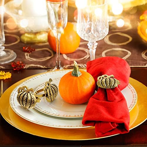 Mimorou 20 Pcs Thanksgiving Pumpkin Napkin Rings Gold Fall Napkin Holders - Image 4