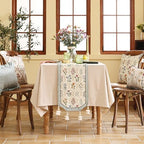 ISAENNE Designer Vintage Linen Table Runner,71"x12"-Serenity B - Image 3