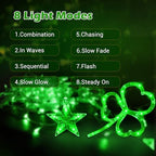 [Timer, 8 Modes] St. Patrick's Day Window Lights Decorations, 156 LED Shamrock Curtain Lights USB Powered Shamrock Lights Saint Patricks Day Decorations Indoor Lights Irish St Patrick's Day Decor - Image 5