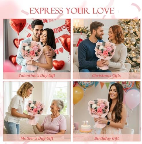 Flowers for Delivery Prime Preserved Flowers Bouquet with Vase That Last 3-5 Years Real Forever Flowers Pink Rose Bouquet for Mom Mother Women Wife Friends Birthday Mothers Day Gifts - Image 2
