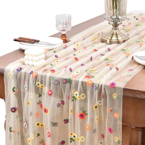10 Pack Flower Table Runner Floral Daisy Fall Wedding Birthday Party Decor by Joanlody